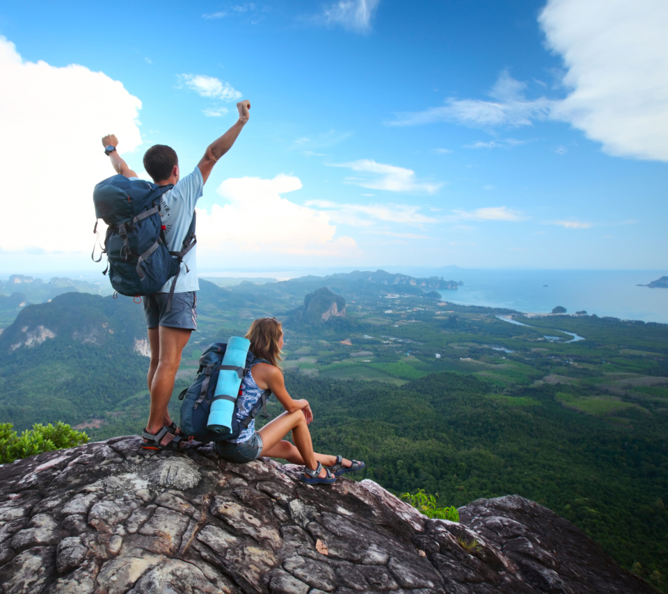 Happy Couple On Mountain Top screenshot #1 960x854