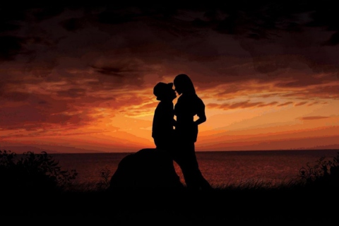Das Sunset Kiss Wallpaper 480x320
