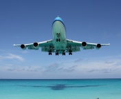 Fondo de pantalla Boeing 747 Maho Beach Saint Martin 176x144