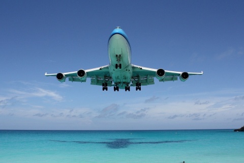 Fondo de pantalla Boeing 747 Maho Beach Saint Martin 480x320