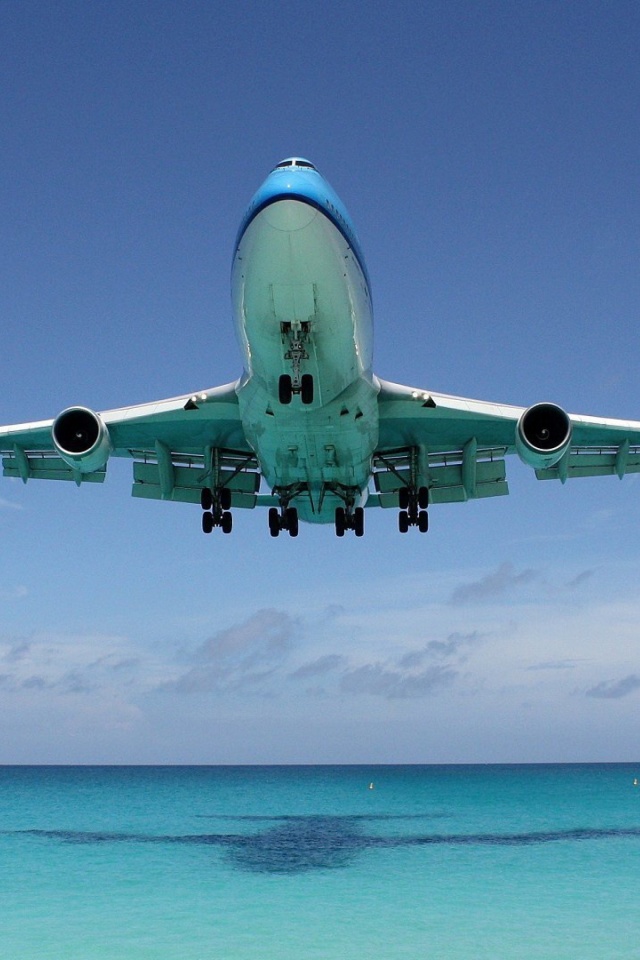 Fondo de pantalla Boeing 747 Maho Beach Saint Martin 640x960