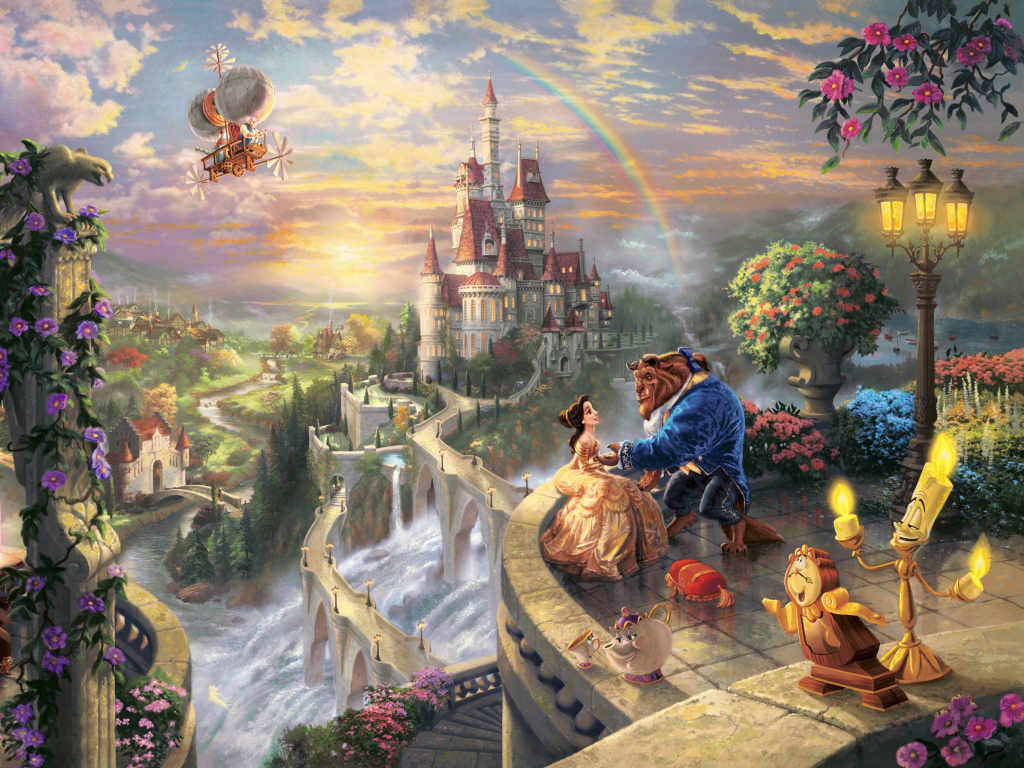 Thomas Kinkade, Beauty And The Beast wallpaper 1024x768