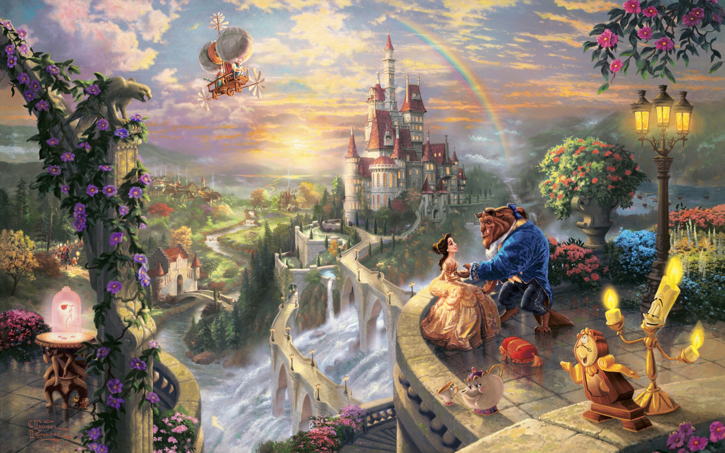 Fondo de pantalla Thomas Kinkade, Beauty And The Beast 1440x900