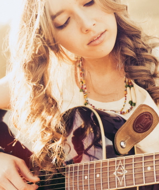 Guitar Girl papel de parede para celular para Nokia Asha 300