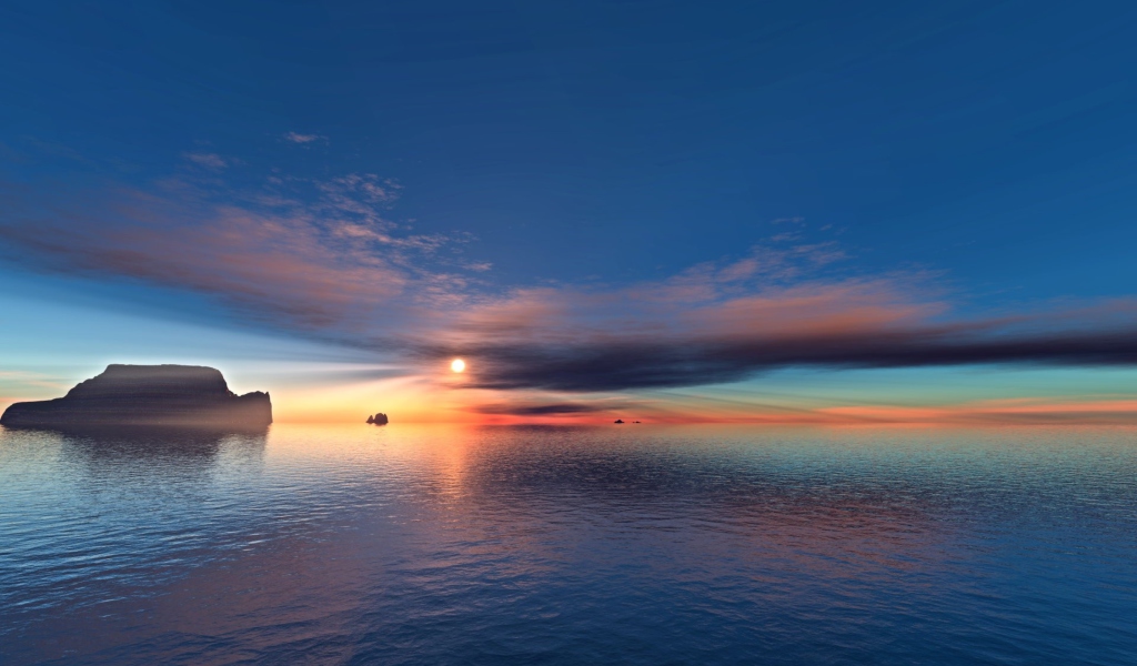 Das Sunset On Sea Wallpaper 1024x600