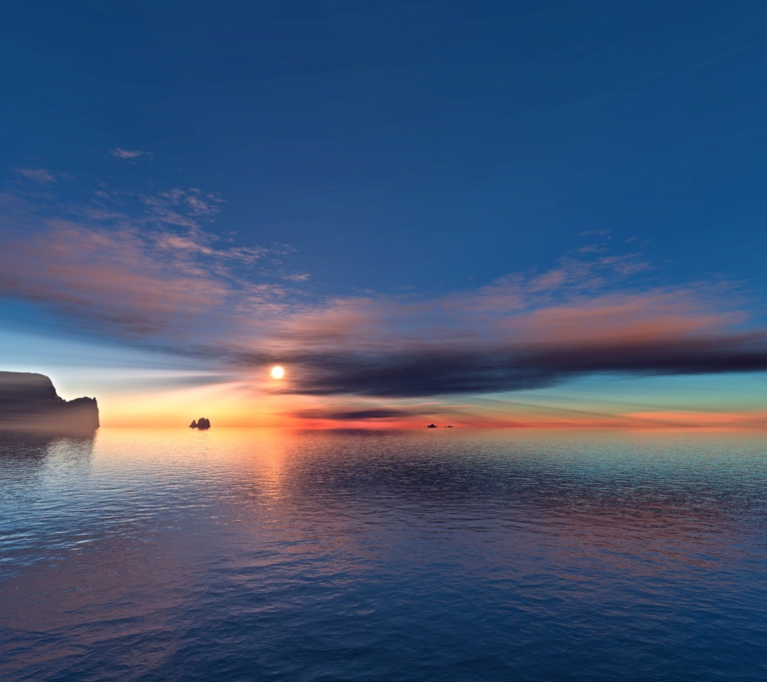 Das Sunset On Sea Wallpaper 1080x960
