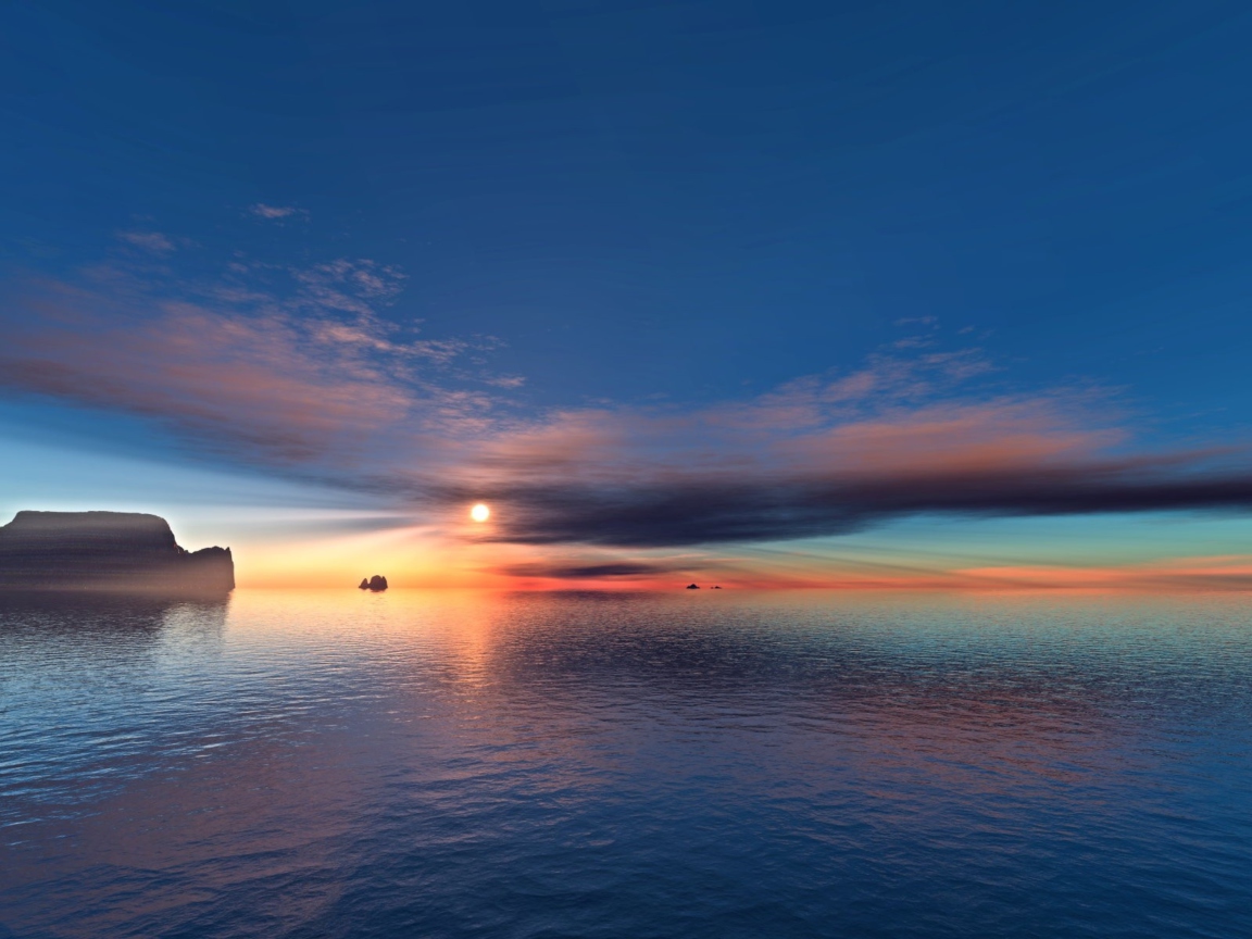 Fondo de pantalla Sunset On Sea 1152x864