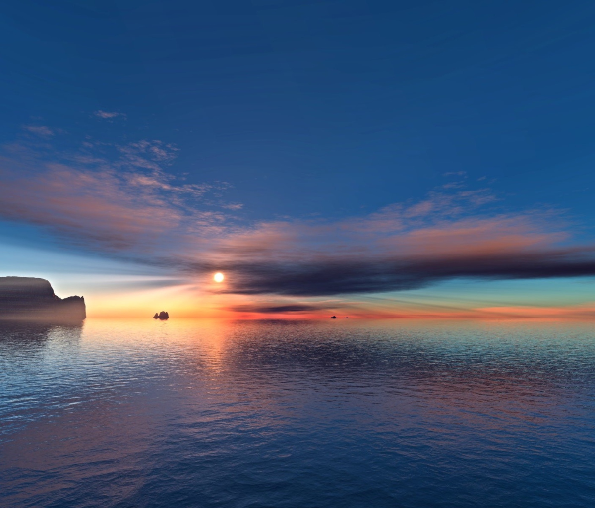 Das Sunset On Sea Wallpaper 1200x1024