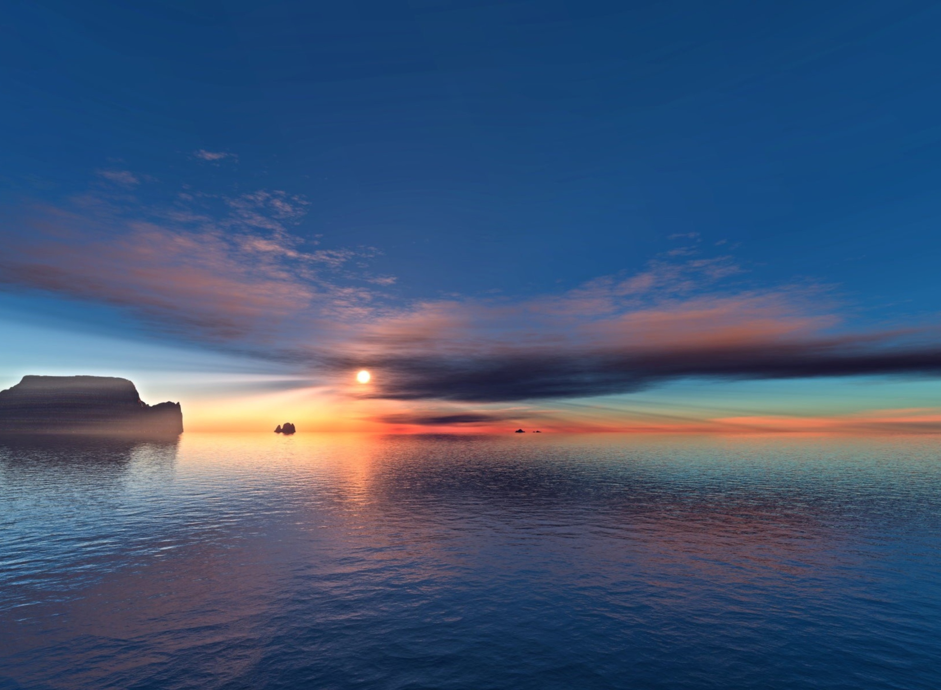 Fondo de pantalla Sunset On Sea 1920x1408