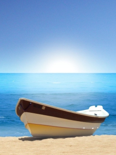 Boat At Pieceful Beach wallpaper 240x320