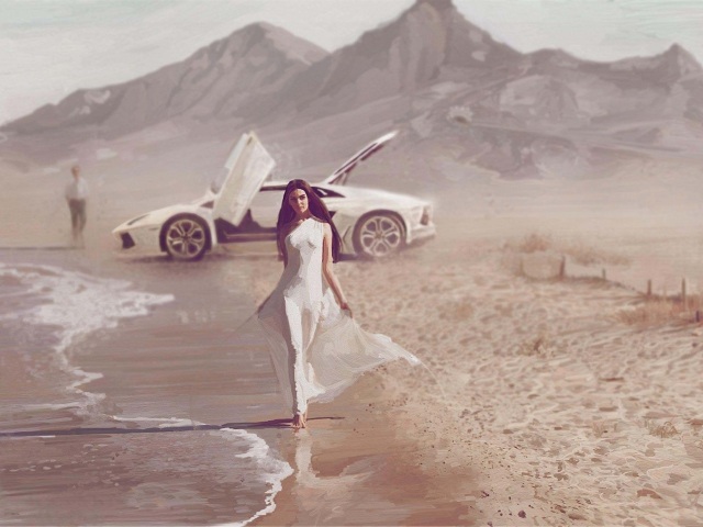 Porsche Girl wallpaper 640x480