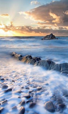 Amazing Oceanscape And Golden Clouds screenshot #1 240x400