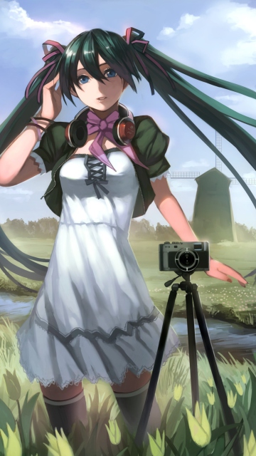 Sfondi Vocaloid - Girl Photographer Anime 360x640