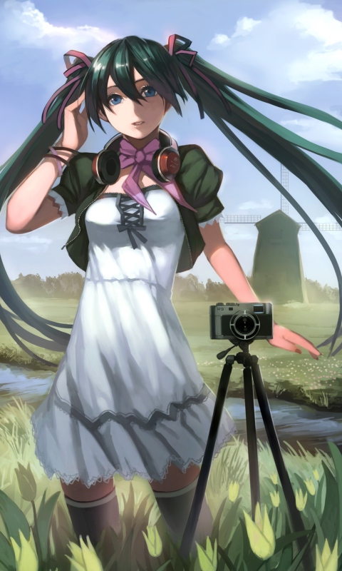 Обои Vocaloid - Girl Photographer Anime 480x800