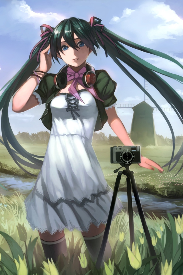 Sfondi Vocaloid - Girl Photographer Anime 640x960