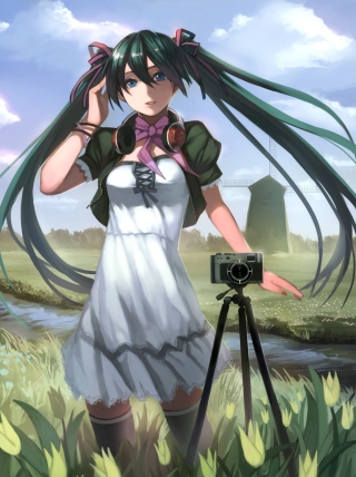 Vocaloid - Girl Photographer Anime - Obrázkek zdarma pro Nokia 5233