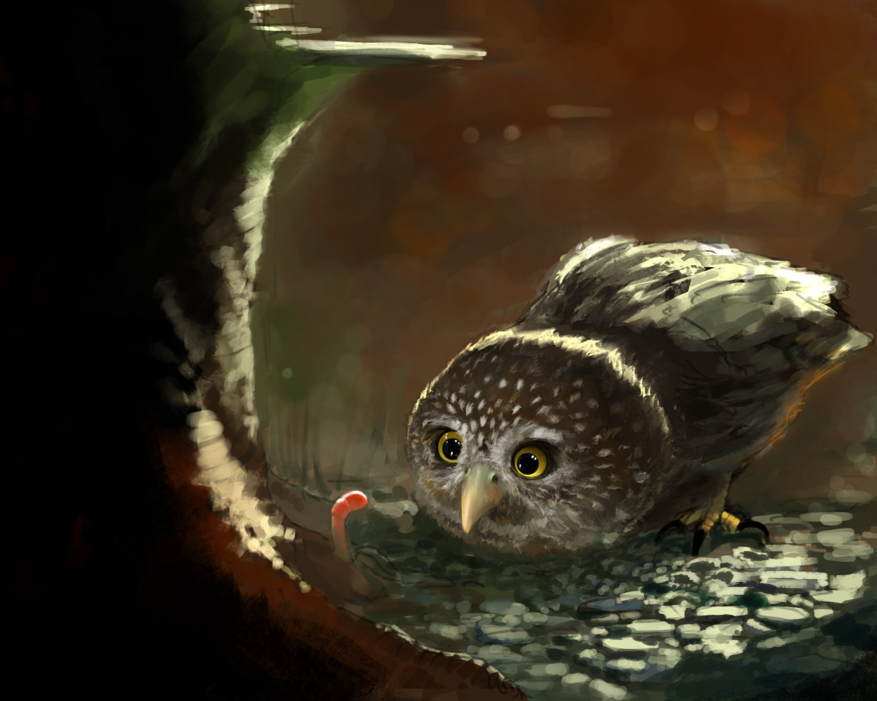 Cute Owl Painting wallpaper 1280x1024