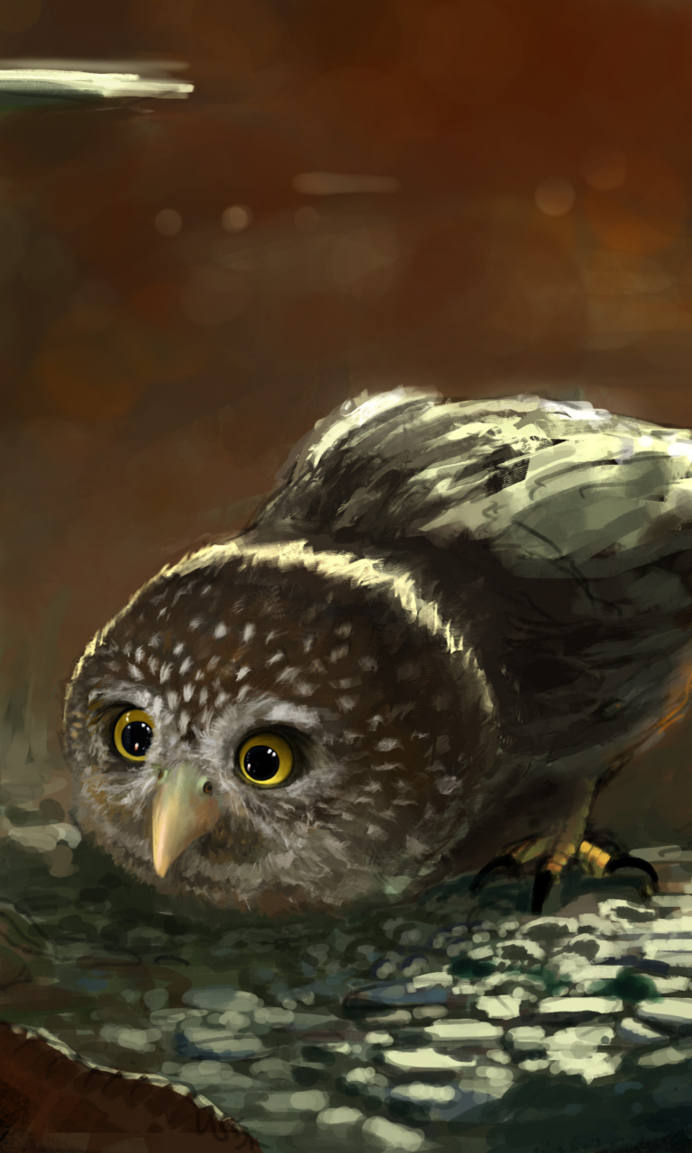 Sfondi Cute Owl Painting 768x1280