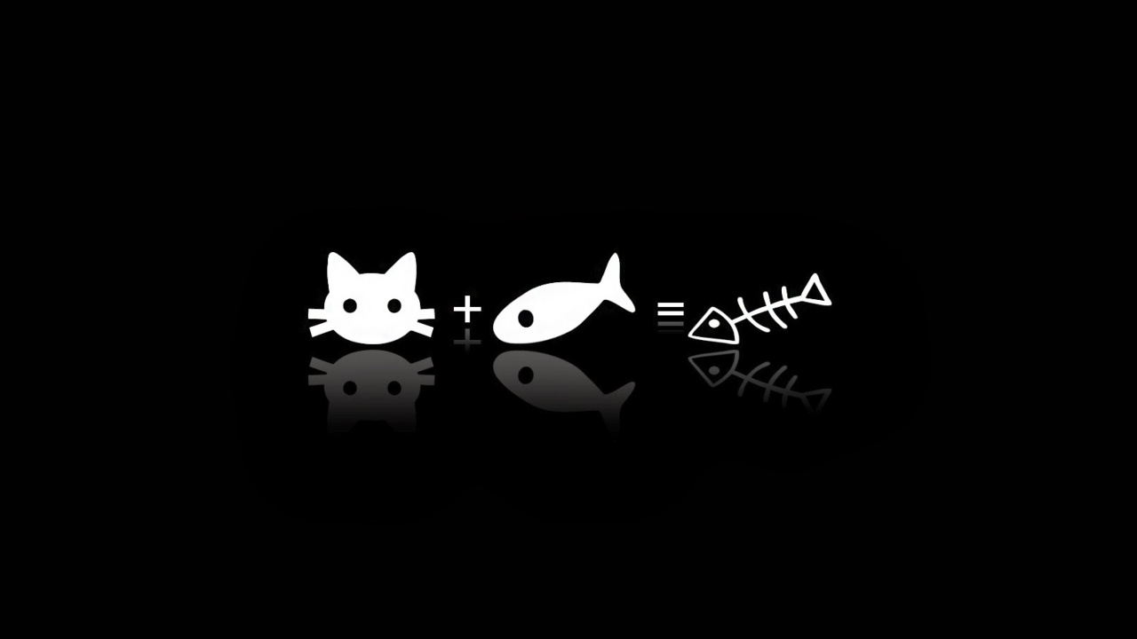 Обои Cat ate fish funny cover 1280x720