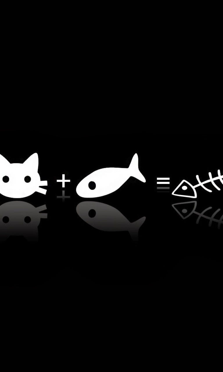 Обои Cat ate fish funny cover 768x1280
