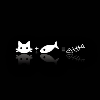 Cat ate fish funny cover - Obrázkek zdarma pro iPad
