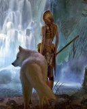 Warrior Wolf Girl from Final Fantasy wallpaper 128x160