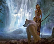 Warrior Wolf Girl from Final Fantasy wallpaper 176x144