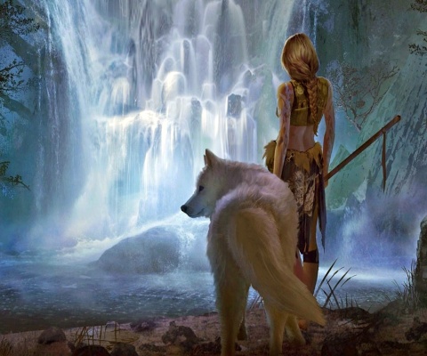 Warrior Wolf Girl from Final Fantasy wallpaper 480x400