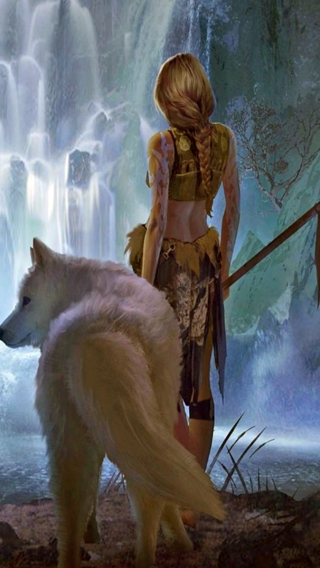 Warrior Wolf Girl from Final Fantasy wallpaper 640x1136