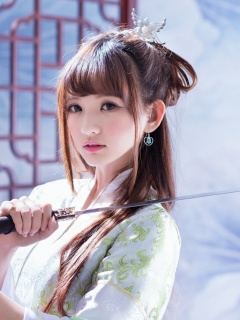 Das Samurai Girl with Katana Wallpaper 240x320