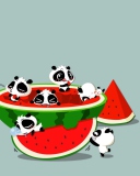 Sfondi Panda And Watermelon 128x160