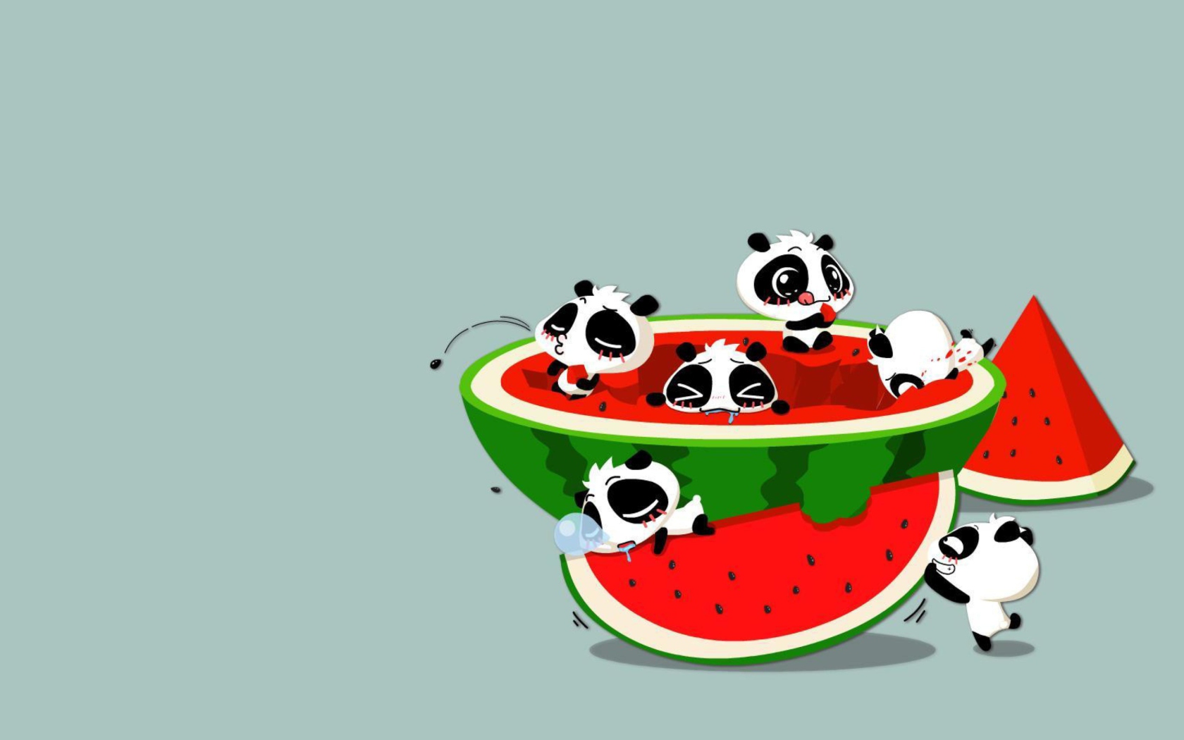 Sfondi Panda And Watermelon 1680x1050