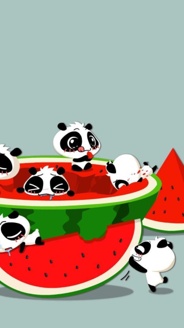 Das Panda And Watermelon Wallpaper 360x640