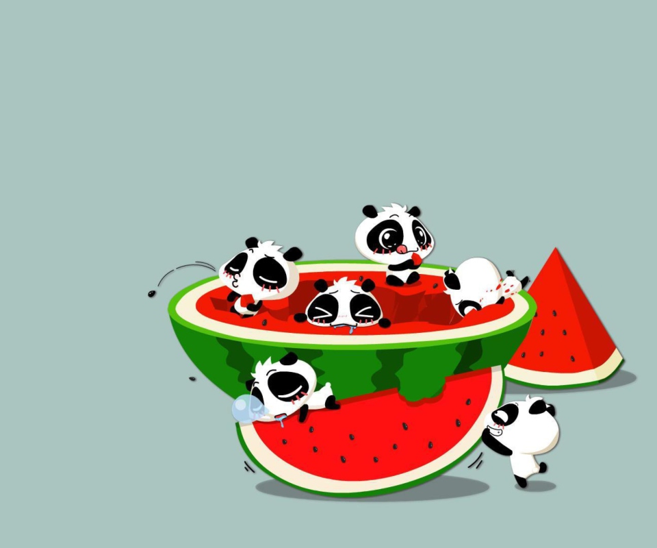 Das Panda And Watermelon Wallpaper 960x800