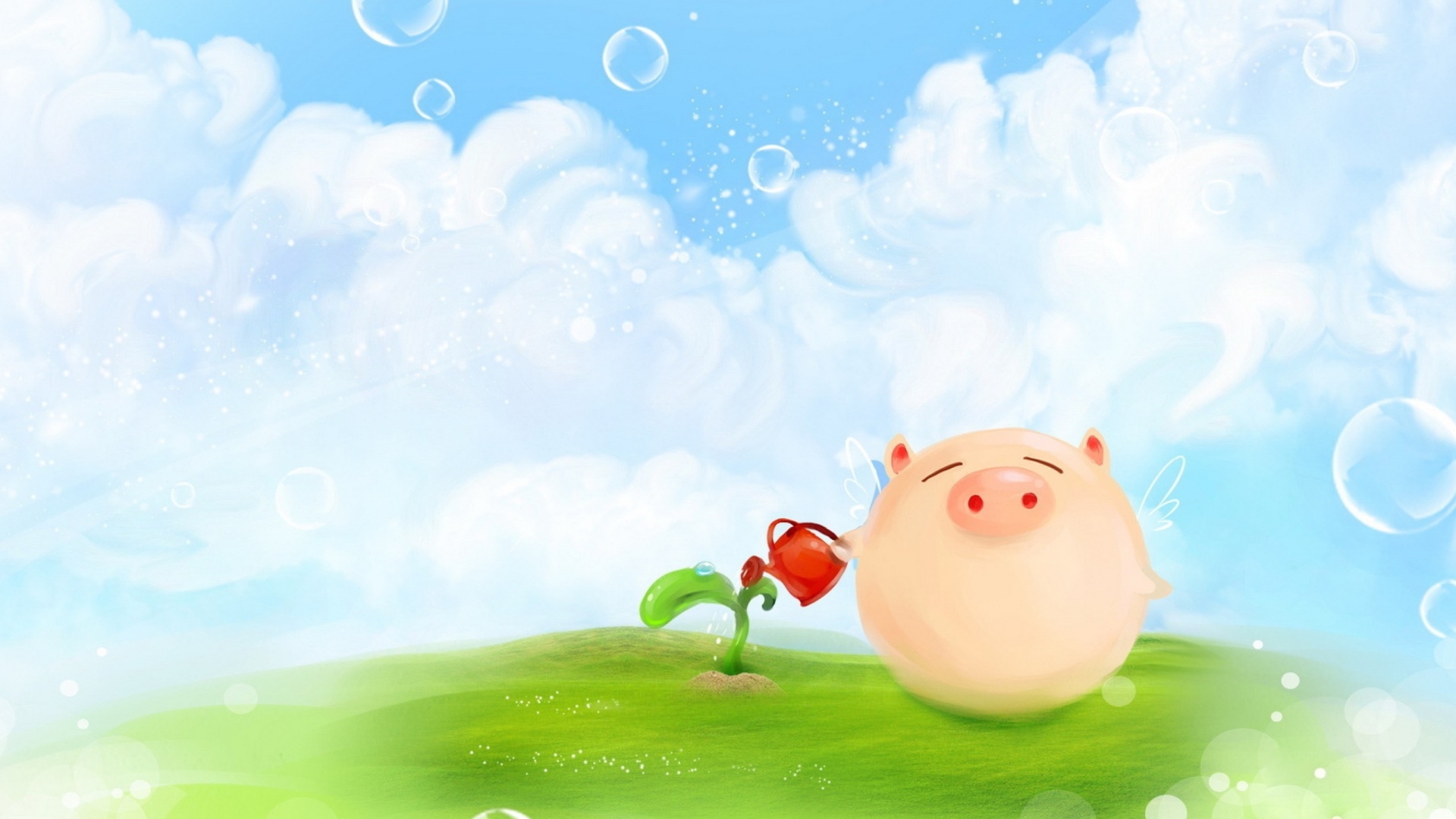 Fondo de pantalla Pig Artwork 1920x1080