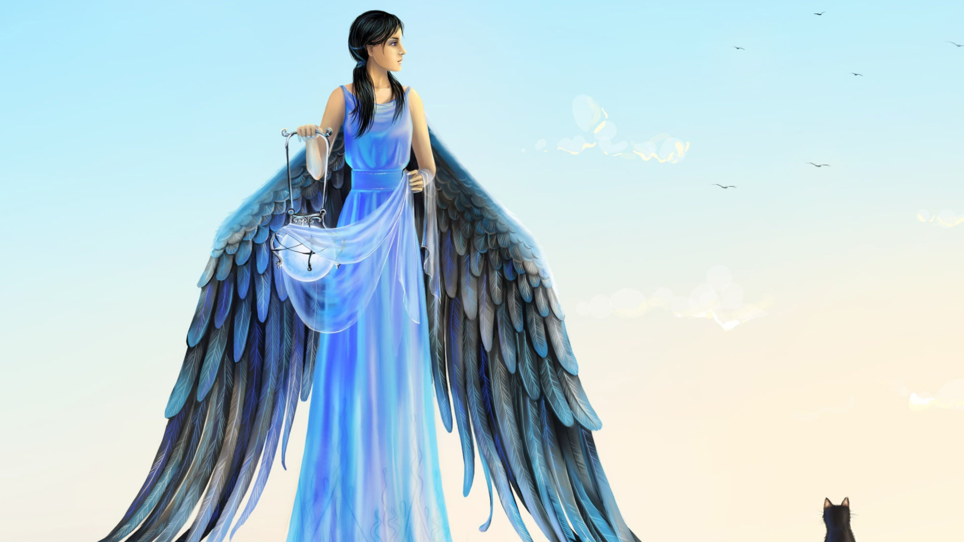 Das Angel with Wings Wallpaper 1920x1080