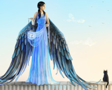 Das Angel with Wings Wallpaper 220x176