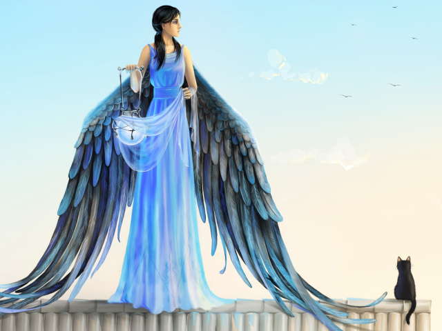 Обои Angel with Wings 640x480