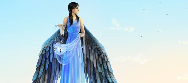 Das Angel with Wings Wallpaper 720x320