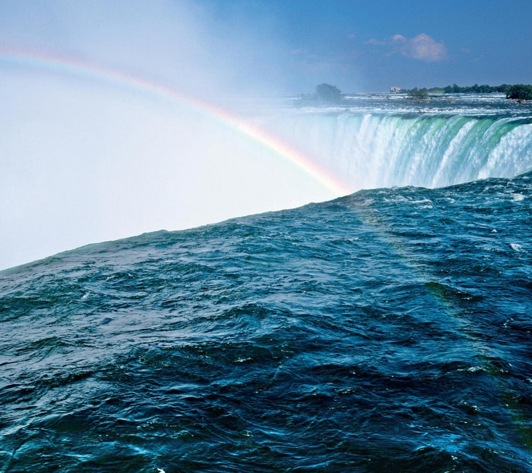 Fondo de pantalla Waterfall And Rainbow 1080x960