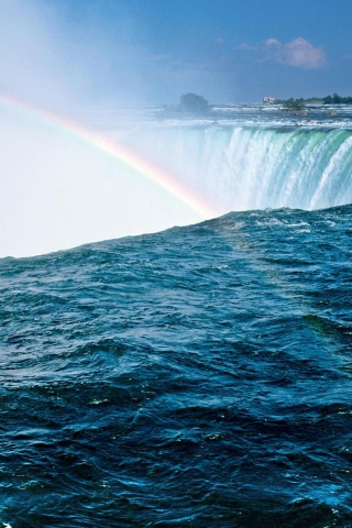 Fondo de pantalla Waterfall And Rainbow 320x480