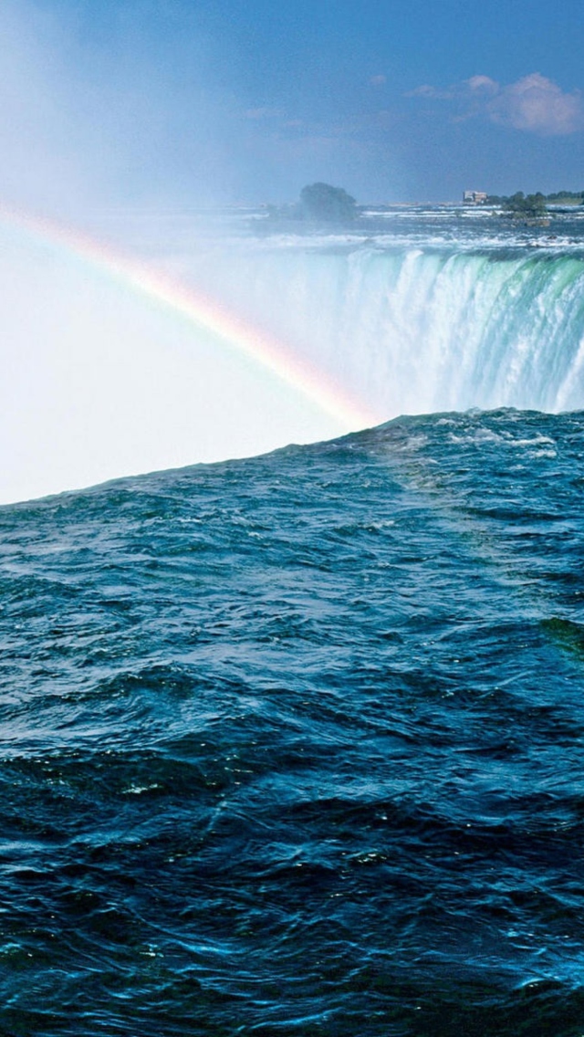 Waterfall And Rainbow wallpaper 640x1136