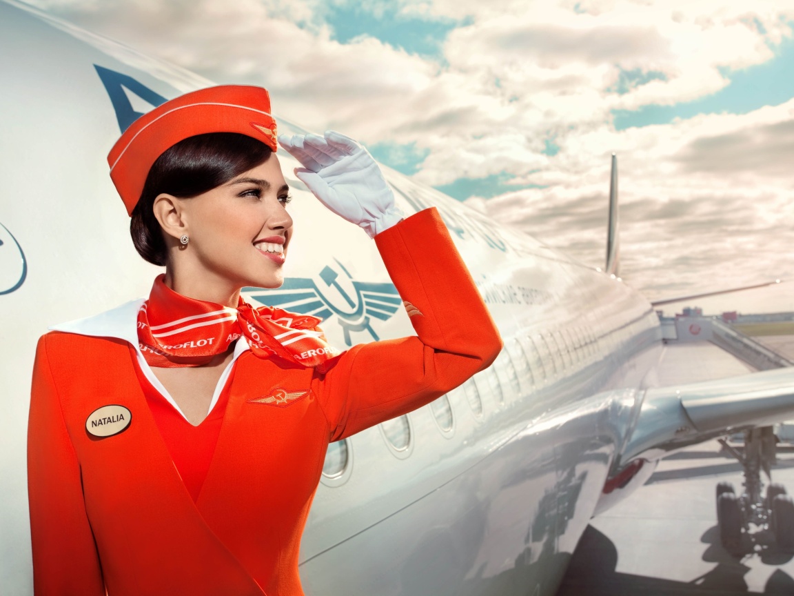 Обои Russian girl stewardess 1152x864