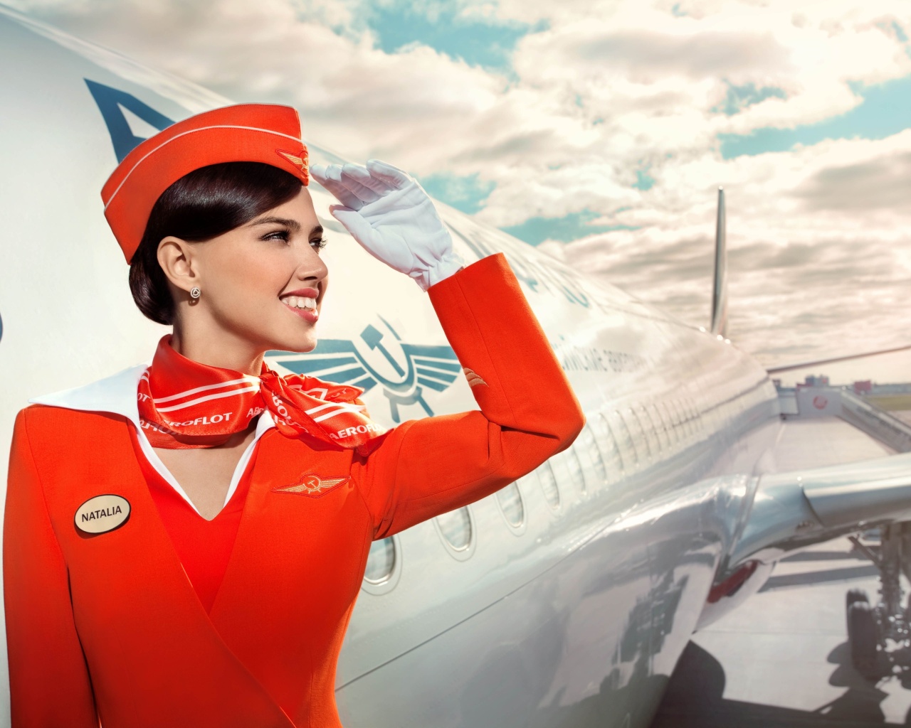 Russian girl stewardess wallpaper 1280x1024