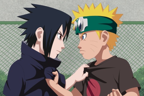Обои Naruto Vs Sasuke Figth 480x320
