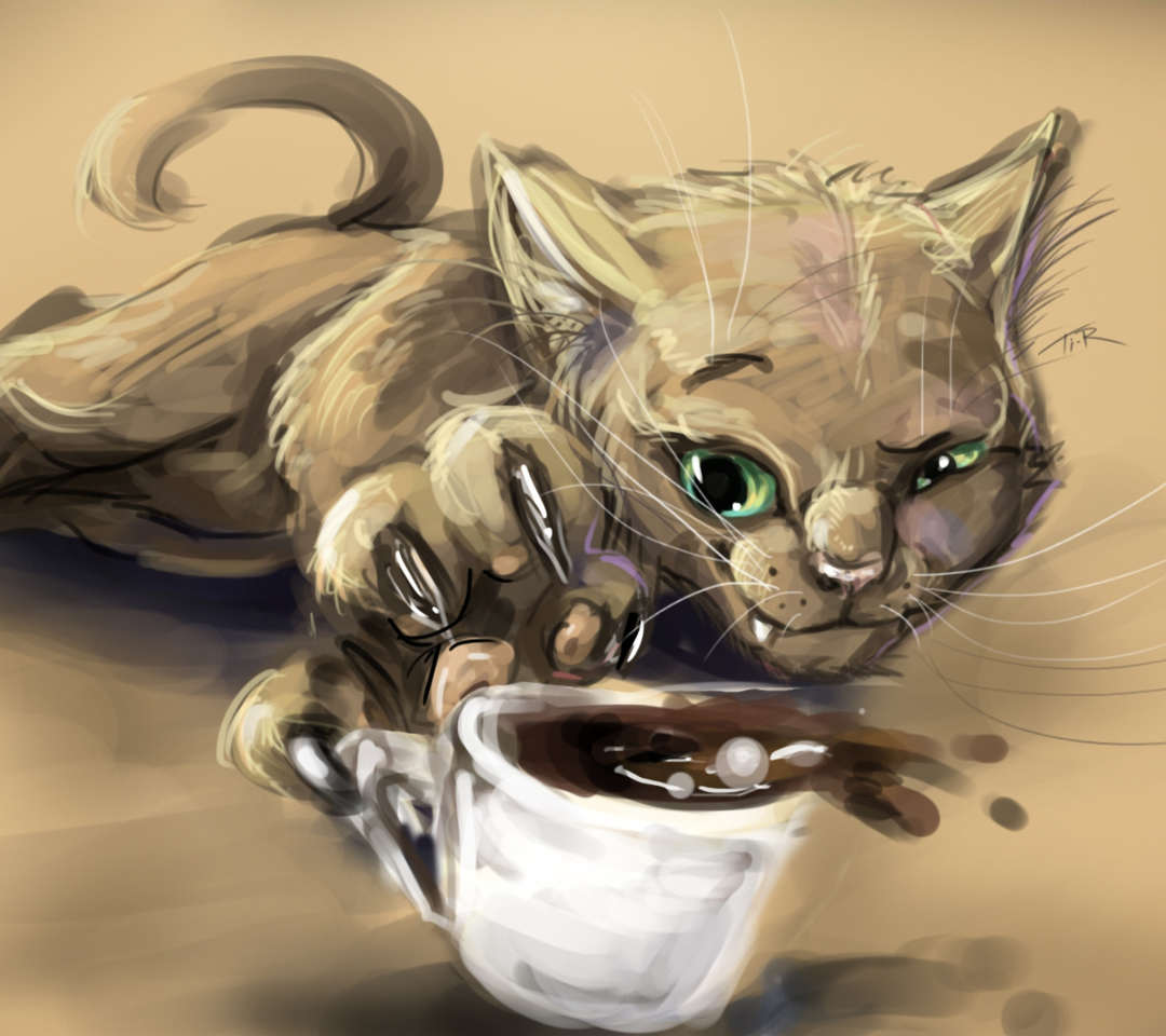 Fondo de pantalla Sketch Of Funny Cat 1080x960