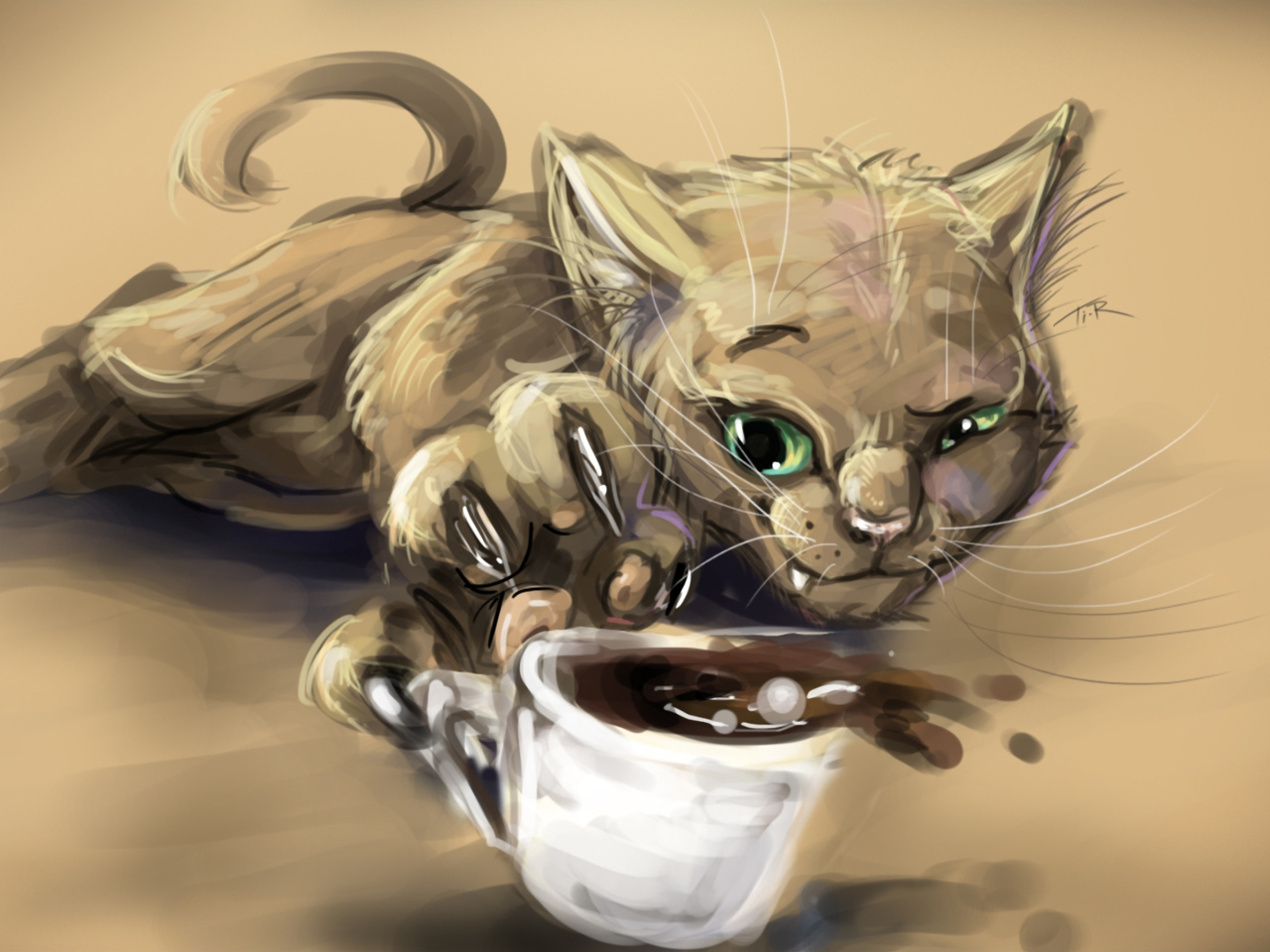 Screenshot №1 pro téma Sketch Of Funny Cat 1280x960
