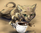 Sketch Of Funny Cat wallpaper 176x144