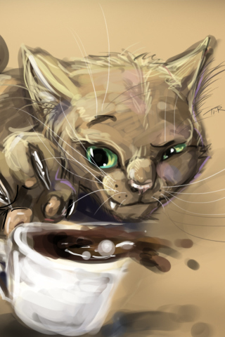 Fondo de pantalla Sketch Of Funny Cat 320x480