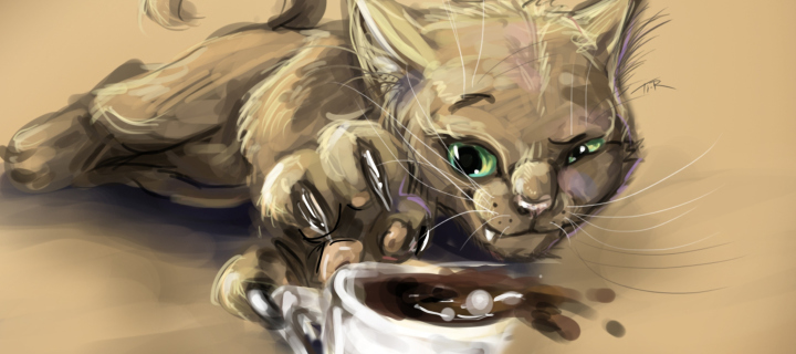 Sketch Of Funny Cat wallpaper 720x320